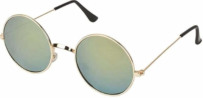 Round Retro Style Unisex Sunglasses, Metal Frame, Yellow Tinted Lenses, Classic Fashion Eyewear for Men and Women Accessories Sunglasses