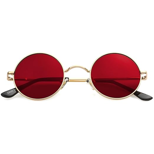 Kursan John Lennon Glasses Small Round Polarized Sunglasses for Women Men Hippie Retro Circle Red Sunglasses - 45MM Accessories Sunglasses