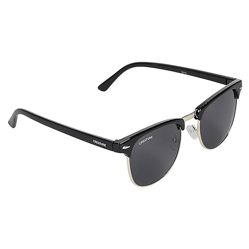 CREATURE Uv Protected Black Frame Unisex Round Sunglasses(Sun-069) Accessories Sunglasses