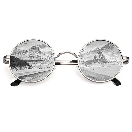 CGID E01 John Lennon Round Polarized Unisex Sunglasses with Case, Gift Package, 3 Sizes Accessories Sunglasses