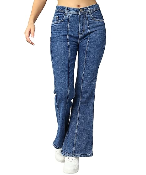 Nifty Womens Mid Rise Denim Wide Leg Jeans Clothing Jeans