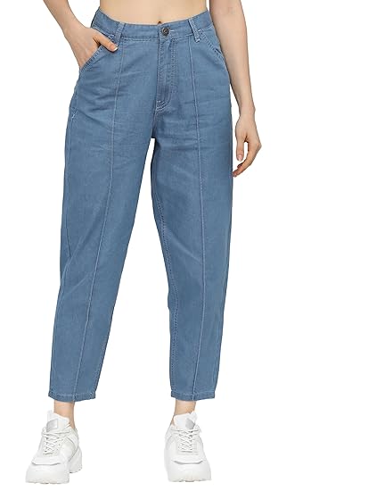 Tokyo Talkies Women's Tapered Fit Cropped Jeans| Mid-Rise| Jeans Pant Clothing Jeans
