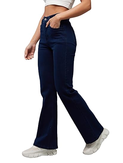Dolce Crudo Women's Straight High Rise Regular-Length Stretchable Denim Jeans Clothing Jeans