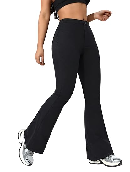 Ben Martin Women’s High Waist Jeans || Flared Bell Bottom Bootcut Pants || Wide Leg Stretch Denim – Perfect for Travel, Party & Everyday Use – Sizes 26–40 (1) Clothing Jeans