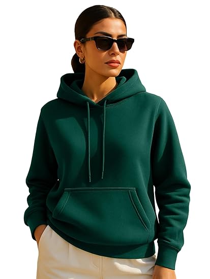 JUNEBERRY® Cotton Spun Casual Solid Full Sleeves Women Stylish Hooded Neck Regular Fit Hoodie for Winter