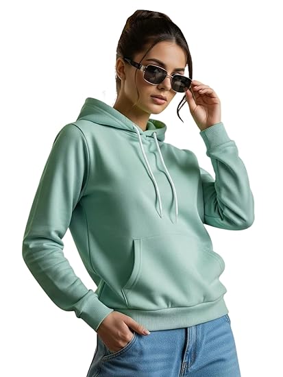 JUNEBERRY® Cotton Fleece Regular Fit Solid Sweatshirt Winter Wear Jumper Full Sleeve Hoodie for Women (Sizes- S to 3XL) Clothing Hoodies