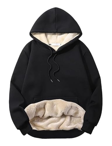 Women's Fleece Sherpa Hoodie, Winter Warm Pullover Sweatshirt, Soft Fur Lined, Casual Hooded Sweatshirt, Cozy & Stylish Outerwear Clothing Hoodies
