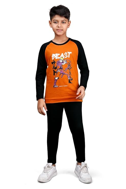 Kids FullSleeve T-Shirt and Pant Set, Comfortable Cotton Material,Perfect for Play and Casual Wear Clothing T-Shirts