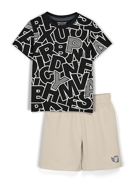 HELLCAT Boys Dress Clothing Set Combo with Tshirts & Shorts - Pack 1 Clothing T-Shirts