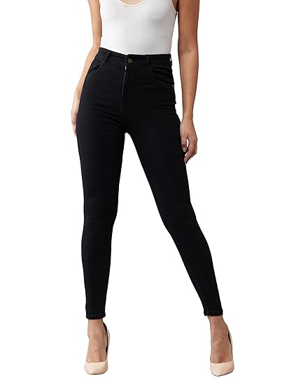 Dolce Crudo Women's Skinny Fit Mid Rise Regular Length Denim Stretchable Jeans Clothing Jeans