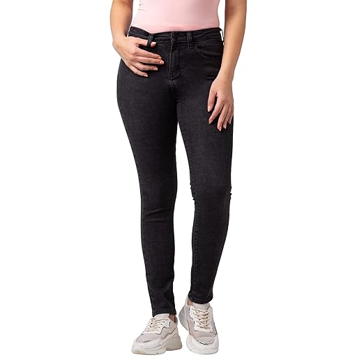Spykar Women Black Lycra Skinny Fit Regular Length Jeans (Adora) Clothing Jeans
