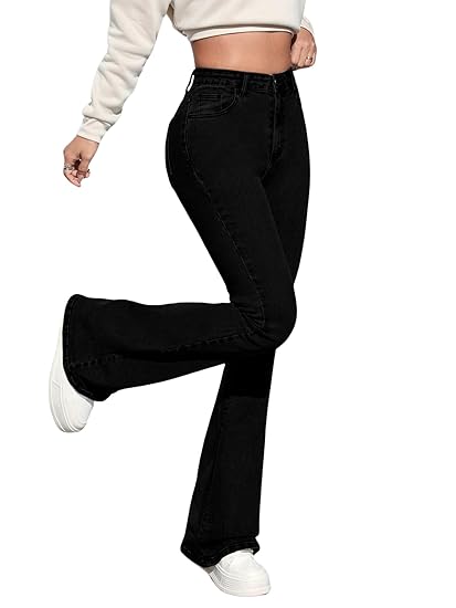Aahwan Solid Low Waist Bootcut Denim Jeans for Women's & Girls' Clothing Jeans
