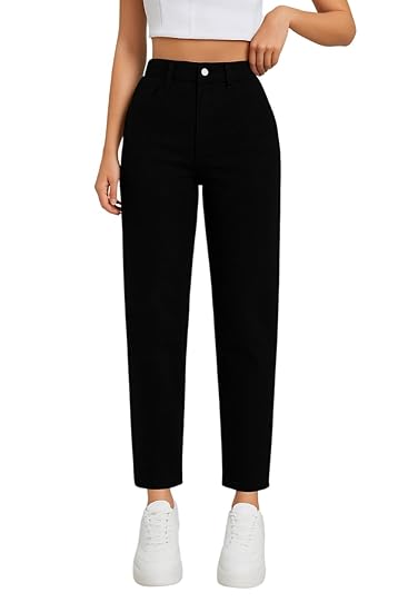 RAGZO Women High Rise Straight Fit Black Jeans Pant Clothing Jeans