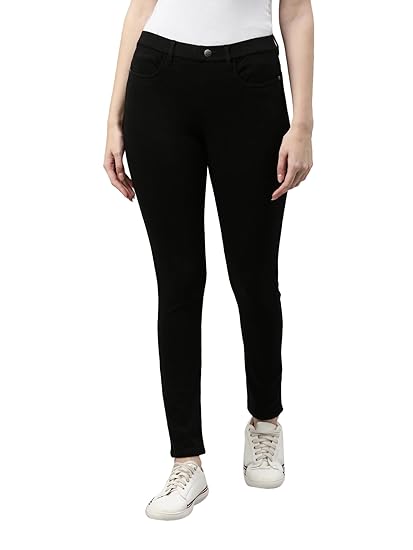 GO COLORS Women High Rise Solid Super Stretch Fit Jeggings