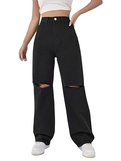 KOTTY Women’s High-Waist Button Relexed Fit Casual & Stylish Denim Jeans Clothing Jeans
