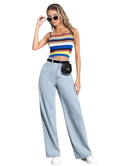 KOTTY Womens High Rise Cotton Lycra Jeans(Blue Light,32) Clothing Jeans