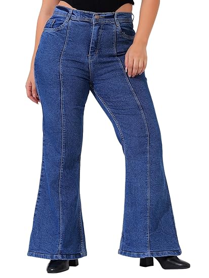 Nifty Women's High Rise Denim Stretchable Plus Size Boot Cut Jeans Clothing Jeans