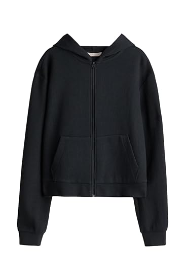 Women’s Waffled Zip Hoodie | Cotton-Blend Hooded Sweatshirt | Full Sleeve Casual Winter Wear with Kangaroo Pocket Clothing Hoodies