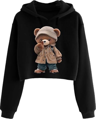 Teddy Crop Cute Hoodie Sweatshirt Women Casual Stylish Latest White Black Pink Lavender Beige Girl Clothing Hoodies