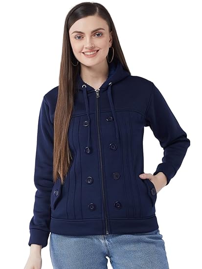 Pivl Casual Solid Full Sleeves Stylish Women Fleece Jacket with Zipper Hoodie II Hooded Neck II Winter Wear Clothing Hoodies