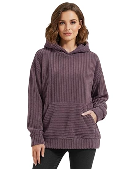 GRECIILOOKS Premium Corduroy Hoodie for Women | Unisex Winter Sweatshirt | Oversized Hoodies for Womens | Stylish Look for Girls | Warm Sweater for Winter