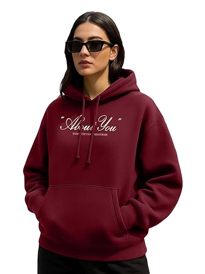 Visit the JUNEBERRY Store JUNEBERRY® Polycotton Spun Oversized Fit Drop Shoulder Hooded Sweatshirt Full Sleeves Front Graphic Printed Jumper Hoodie for Women (Sizes: S to 3XL) Clothing Hoodies