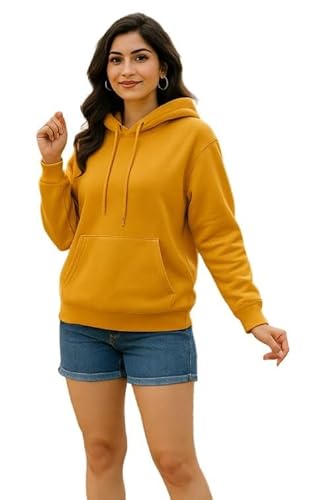 Women Sweatshirt with Hoodies, Hooded Neck Regular Fit Long Sleeve Womens,Solid Hooded Cotton Fleece for Women