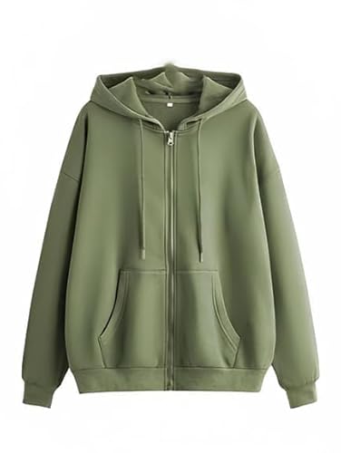 Womens Cotton Relaxed Fit Solid Casual Zipper Hoodie Sweatshirt with Hooded Neck and Side Pocket for Winter Clothing Hoodies