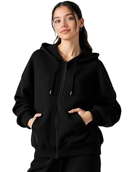 ADBUCKS Women's Oversized Winter Jacket Sweatshirts Casual Drawstring Clothes Zip Up Hoodie with Front Pocket Ii Womens Hoodies Ii Clothing Hoodies