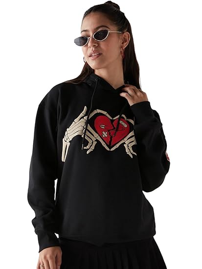 Bewakoof Women's Polycotton Oversized Fit Hoodies | Hoodie for Women Winter Wear Clothing Hoodies