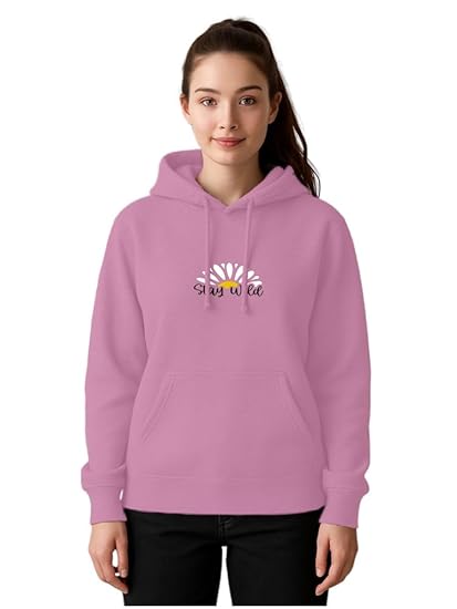 Womens Full Sleeve Graphic Printed Cotton Regular Fit Hooded Sweatshirt | Ribbed Hem, Pockets, Casual Winter Wear |Sweatshirt for Women| (Hoodies) | Clothing Hoodies