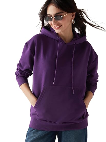 Bewakoof Women's Fleece Oversized Fit Hoodies | Hoodie for Women Winter Wear Clothing Hoodies