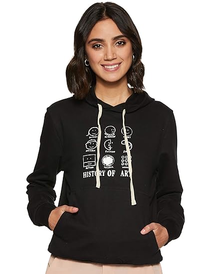 Campus Sutra Women's Zip-Front Hoodie with Ribbed Hem for Casual Wear | Hooded Neck | Long Sleeve | Drawstring Closure | Cotton Sweatshirt Crafted with Comfort Fit for Everyday Wear Clothing Hoodies
