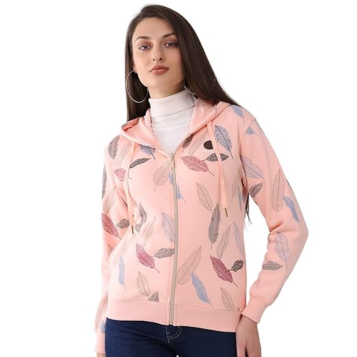 Monte Carlo Women’s Regular Fit Sweatshirt | Printed Pattern | Hooded Neck | Full Sleeves | Zip Closure | Stylish Fashionable Warm Winter Wear Sweatshirt for Women (Pack of 1) Clothing Hoodies