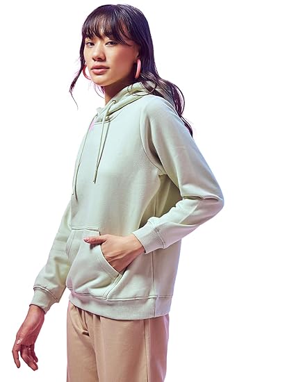 Bewakoof Women's Textured Regular Fit Full Sleeve Fleece Hoodies Clothing Hoodies