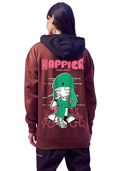 Bewakoof Women's Graphic Printed Oversized Fit Full Sleeve Fleece Hoodies