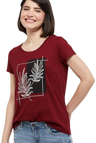 Max Women's Cotton Regular Fit Printed Round Neck T-Shirt