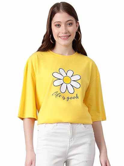 KOTTY Women’s Graphic Printed T-Shirt – Soft Cotton Blend Tee for Everyday Style Clothing T-Shirts