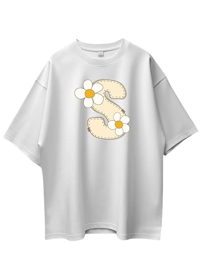 Women's Pure Cotton Casual T-Shirt – Name Art Alphabet Graphic Tee | Unisex Fit (Oversized) | 220 GSM | Half Sleeve, Round Neck | S–2XL | Black Clothing T-Shirts