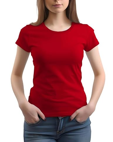 XENOVAURBAN Women's Plain Regular fit Round Neck T-Shirt Clothing T-Shirts