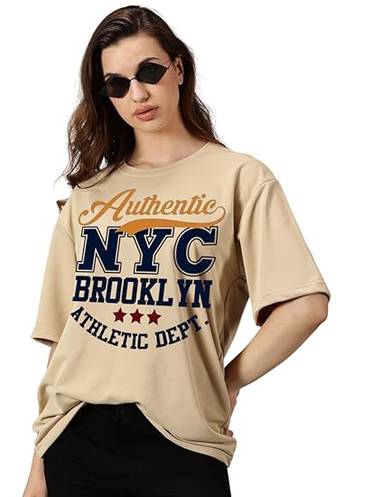 RodZen Women's Cotton Loose Fit Oversized Printed T-Shirt Clothing T-Shirts