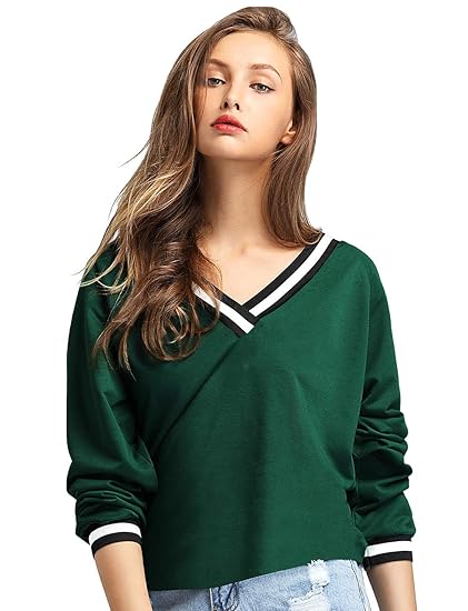 Fabricorn Stylish Plain Green Long Sleeve Cotton Tshirt for Women (Green) Clothing T-Shirts