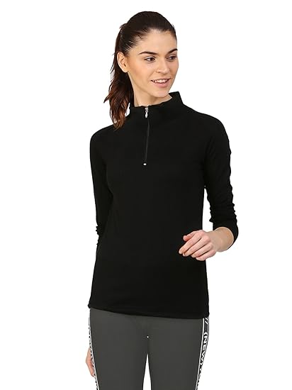 Ap'pulse Women's 1/4 Zip Slimfit Raglan Sleeve Tshirt Clothing T-Shirts