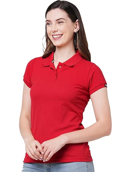 Wear Your Opinion Womens Polo Collar Neck T-Shirt Top (Design: Solid) Clothing T-Shirts