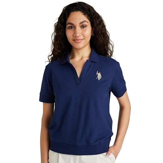 U.S. Polo ASSN. Women's Cotton Solid Loose Fit Polo Shirt Clothing Shirts