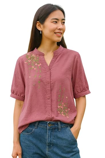 LITZO Shirts for Women – Korean Style Long Sleeve Oversized Button Down | Plus Size Workwear Top for Office & Casual Wear (L-98-101) Clothing Shirts