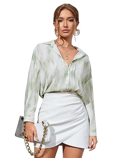 GRECIILOOKS Women's Rayon Oversized Shirt Korean Style Long Sleeve Oversized Button Down | Workwear Top for Office & Casual Wear (Available in Plus Size) Clothing Shirts