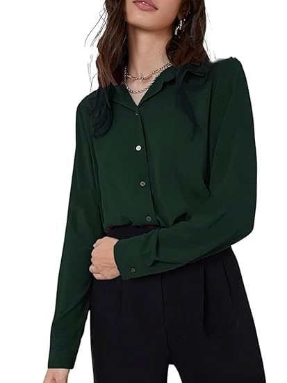 GRECIILOOKS Women's Rayon Oversized Fit Crop Top Korean Style Long Sleeve Oversized Button Down| Workwear Top for Office & Casual Wear (Available in Plus Size and Combo Pack of 2) Clothing Shirts