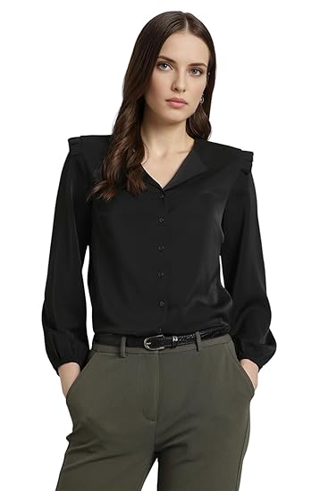 Van Heusen Women Polyester Regular Fit Solid Full Sleeve Casual Shirt Clothing Shirts