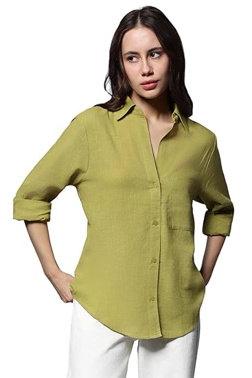 HIGH STAR Classic Oversized Spread Collar Long Sleeves Cotton Casual Shirt Clothing Shirts